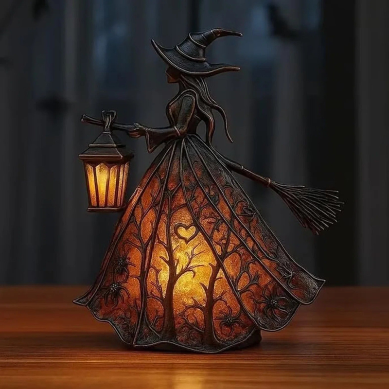 Halloweenská čarodějnická lampa s LED osvětlením