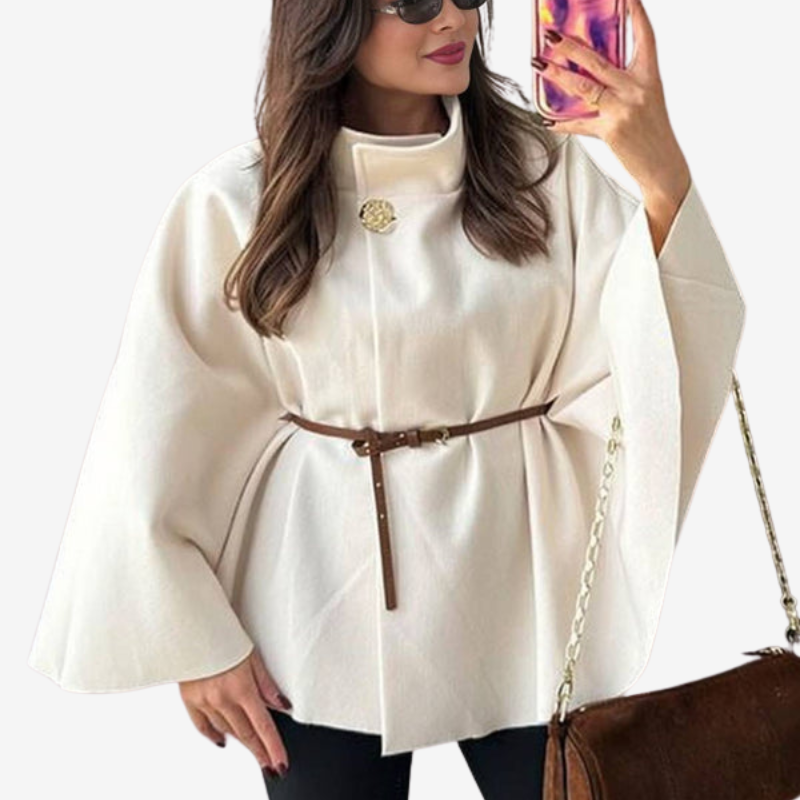 Phoebe - Poncho a maniche lunghe con cintura in vita