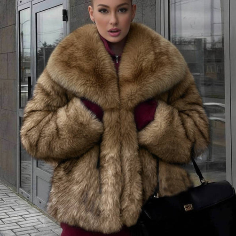 Nova - Long Sleeve Oversized Coat with Lapel Collar