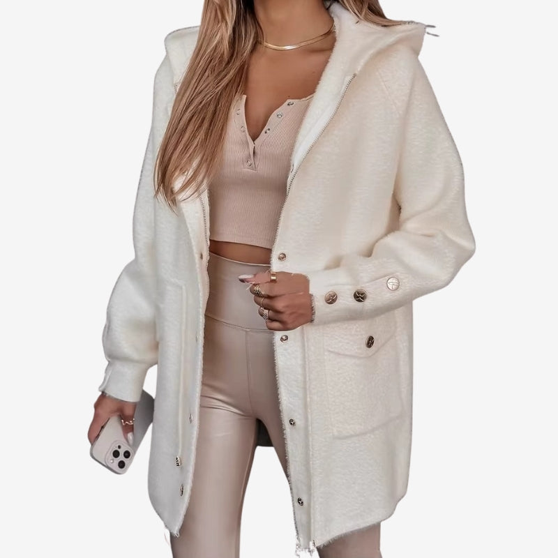 Aaliyah - Long sleeve coat with zip closure