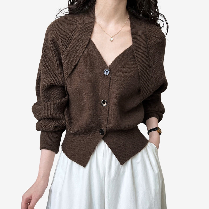 Niamh – Cardigan à manches longues avec motif croisé et boutons