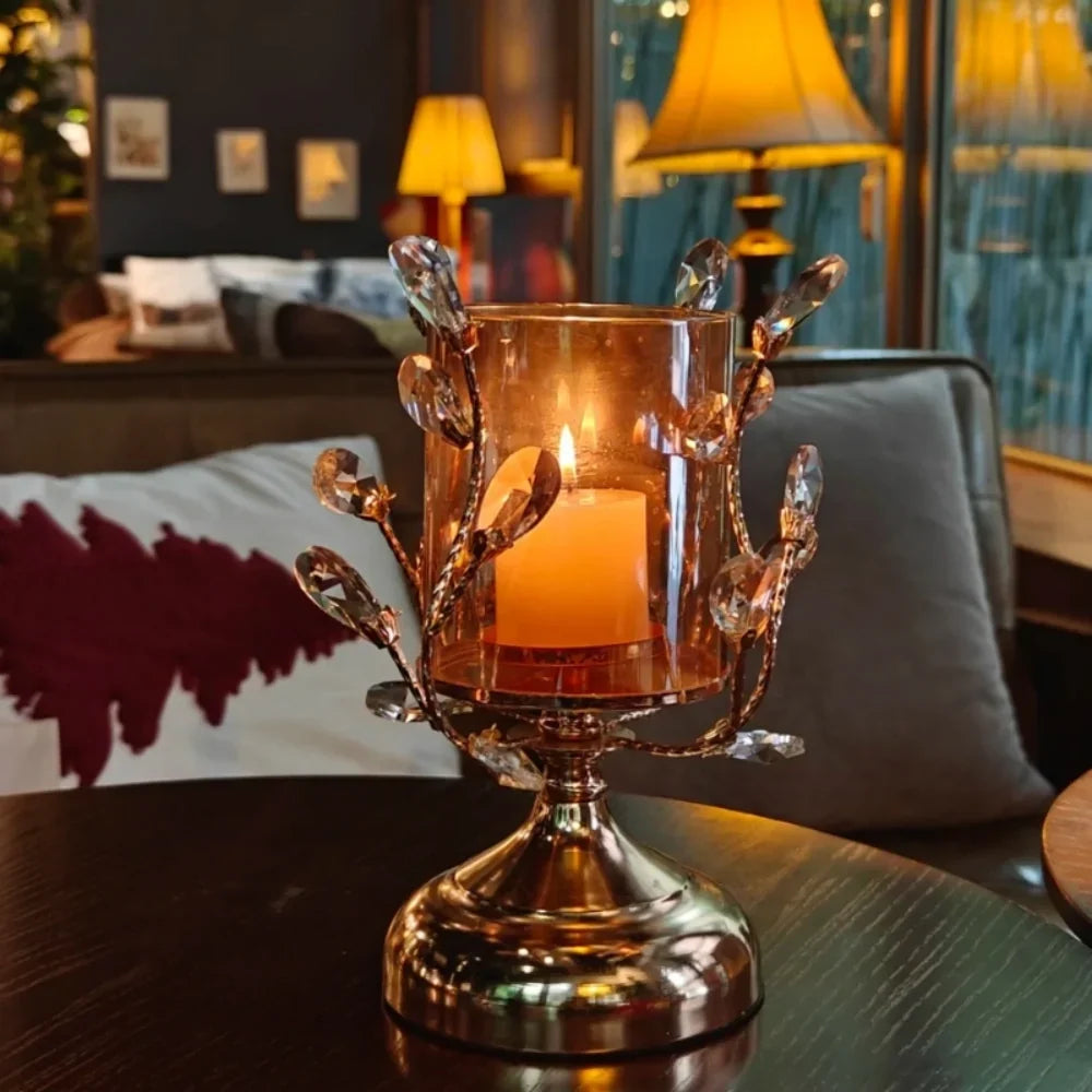 CrystalWick - Crystal Glass Candle Holder With Faceted Details