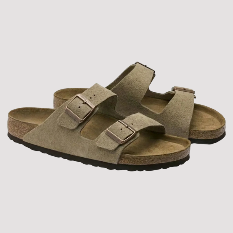 Sandálias Casuais Slip-On com Tiras de Dupla Fivela