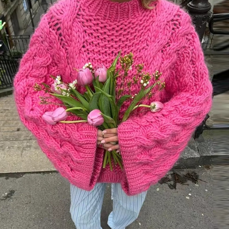 Gracen - Oversized svetr s dlouhým rukávem a žebrovaným vzorem