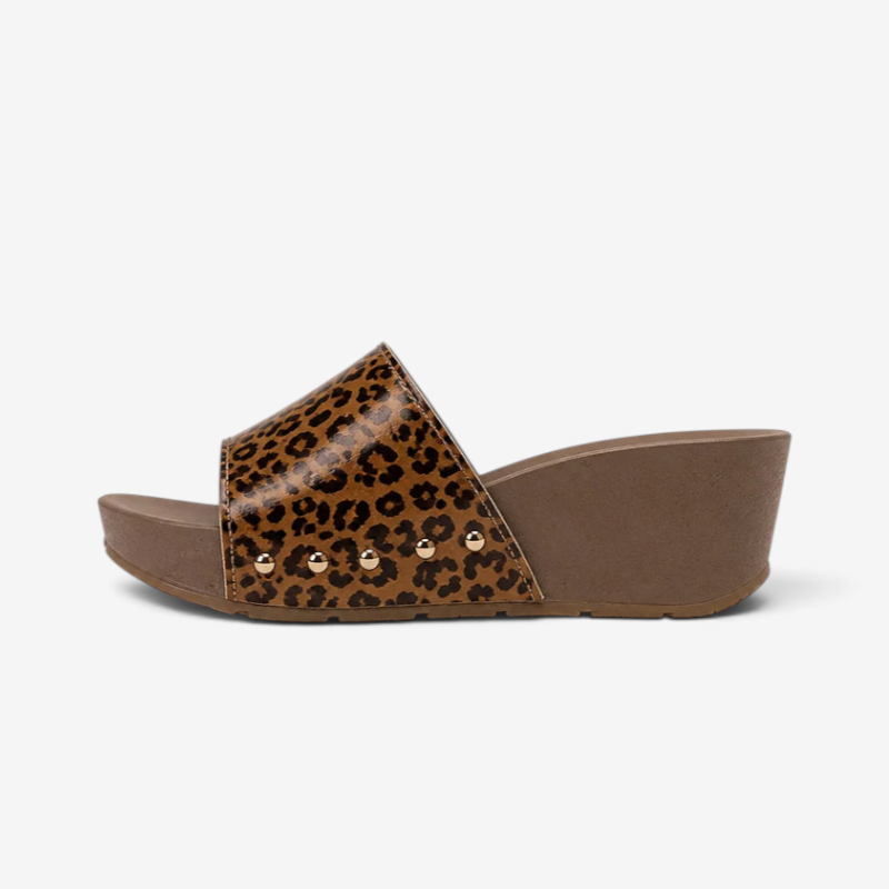 Lunarelle - Wide-Strap Wedge Mules with Studs