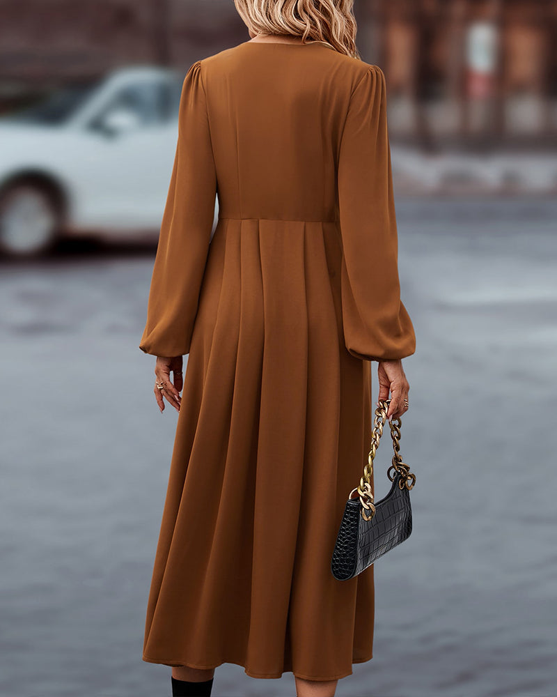 Diana - Rochie elegantă cu decolteu în V și mâneci lungi