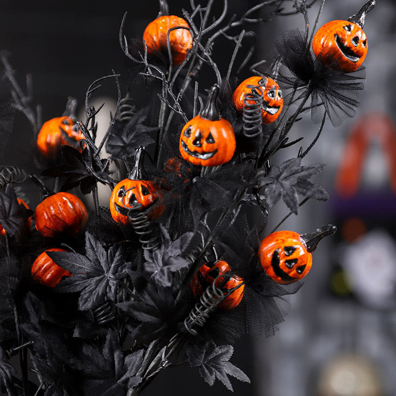 Halloween Decor Black Pumpkin Branch Ornament