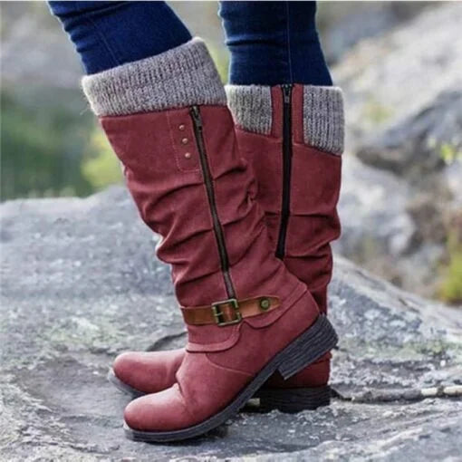Hannah - Chic and Comfortable Mid-Calf Boots with Zipper Closure