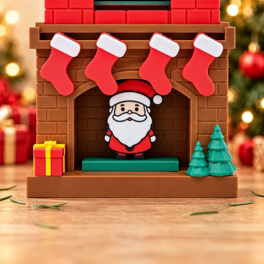 Calendar de Advent ChimneyCheer cu Moș Crăciun și 24 de șipci numerotate