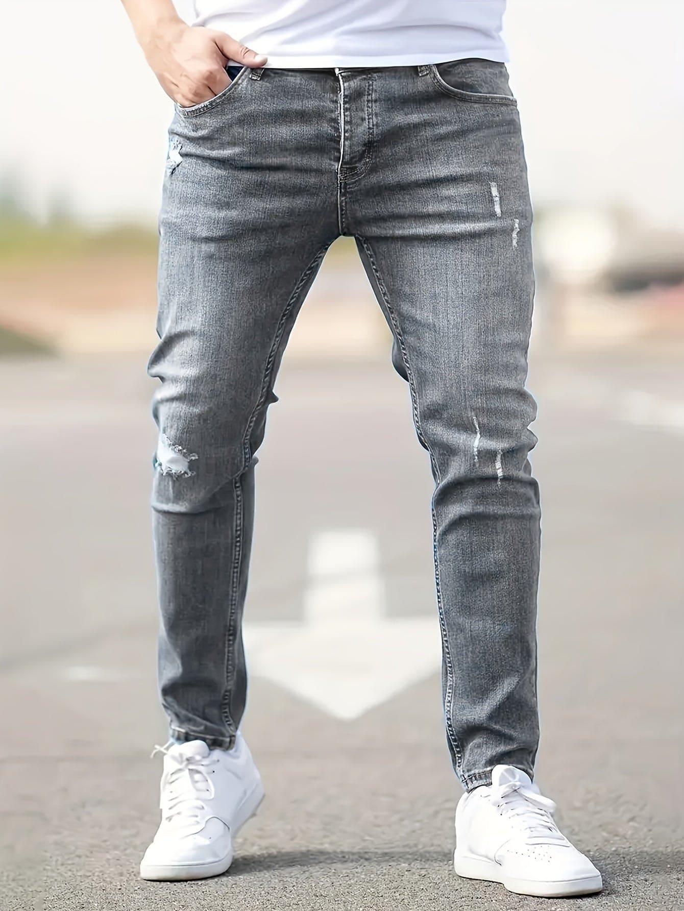 Pepijn - Jeans Denim con Elasticità Media e Dettaglio Strappato per Look alla Moda