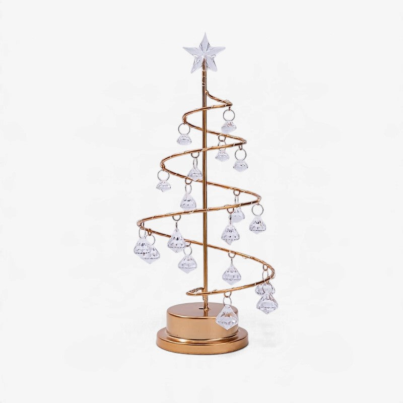 Spiravelle - Albero a spirale in metallo illuminato con ornamenti in cristallo
