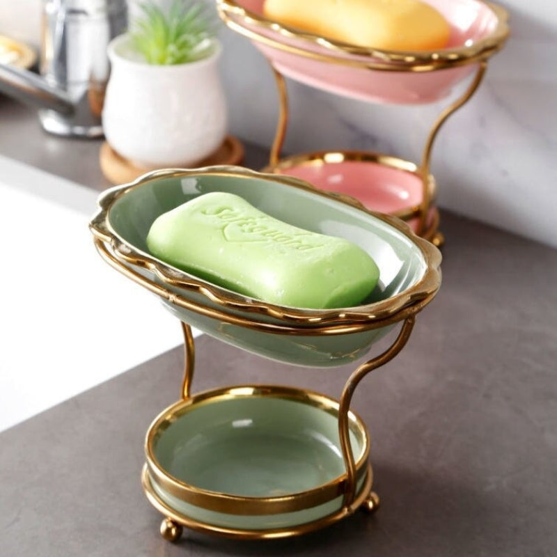 SageFlow - Elegant soap dish with raised design and drip tray