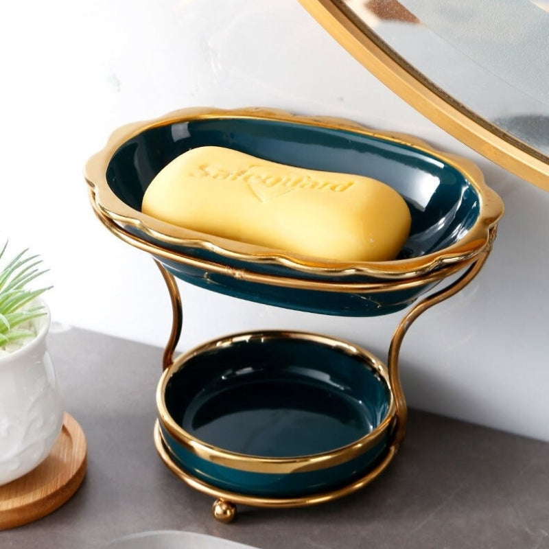 SageFlow - Elegant soap dish with raised design and drip tray