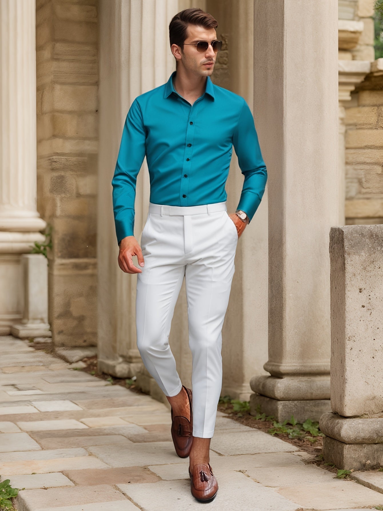 Luca - Slim Fit Shirt with Striped Collar