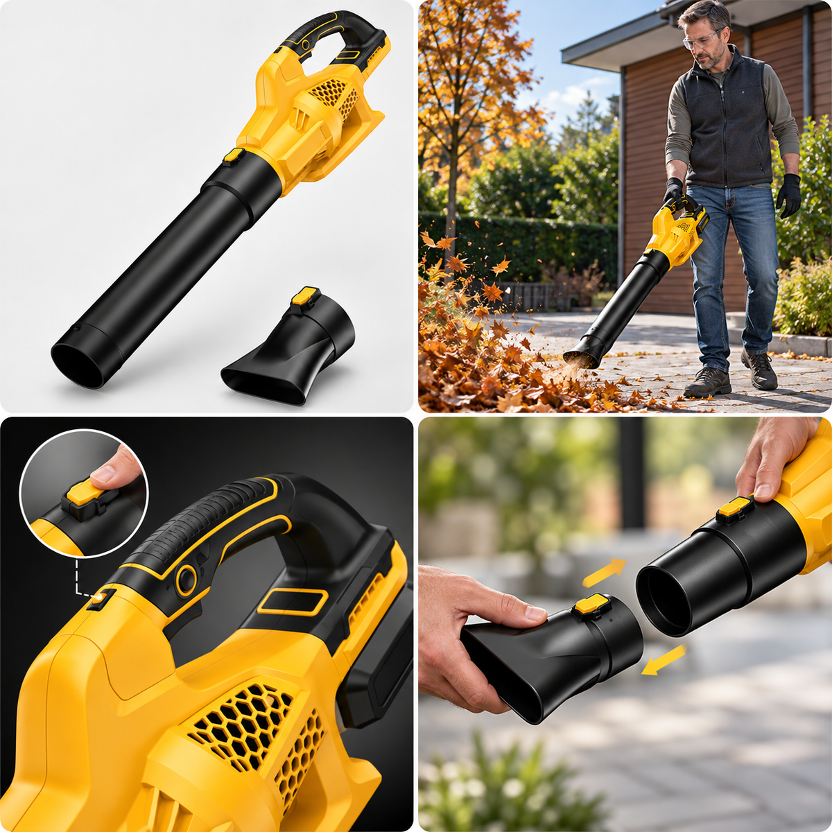 AirSweep - Suflantă de frunze fără fir, cu motor fără perii și 6 viteze reglabile