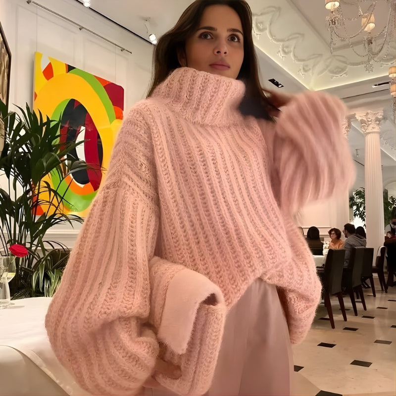 Chloe - Oversize’owy sweter z długim rękawem i golfem