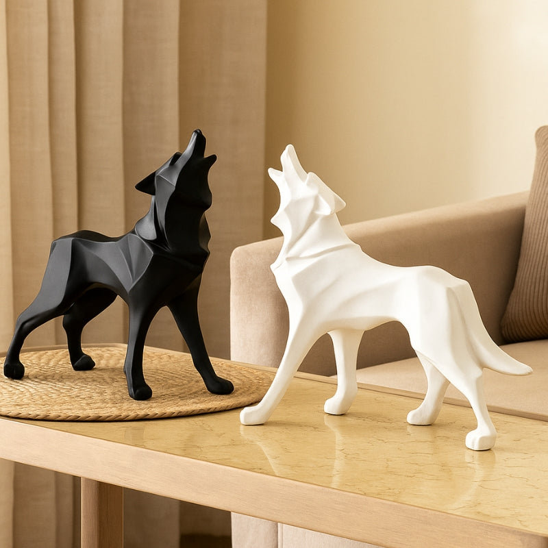 LupoForm – Scultura geometrica moderna a forma di lupo con design sfaccettato e fascino simbolico
