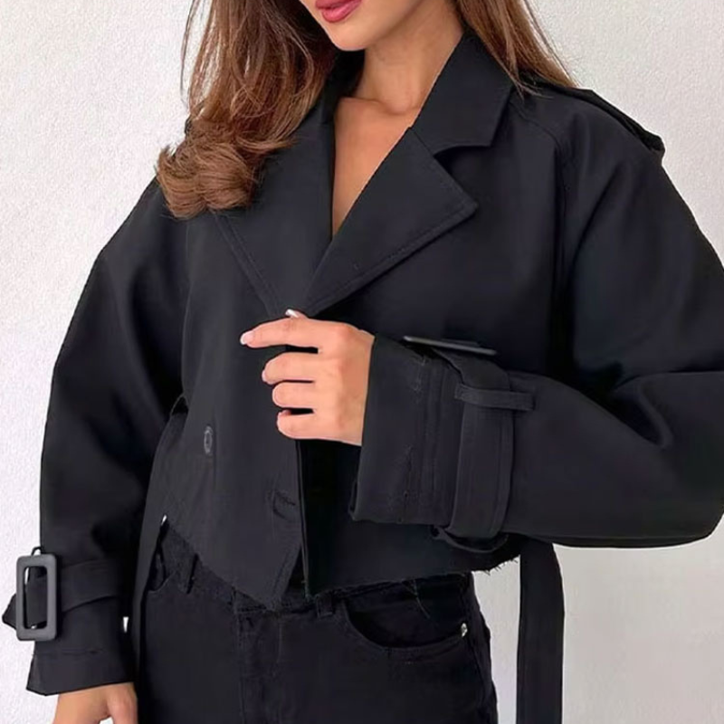 Alina - Trench corto con maniche lunghe e cintura