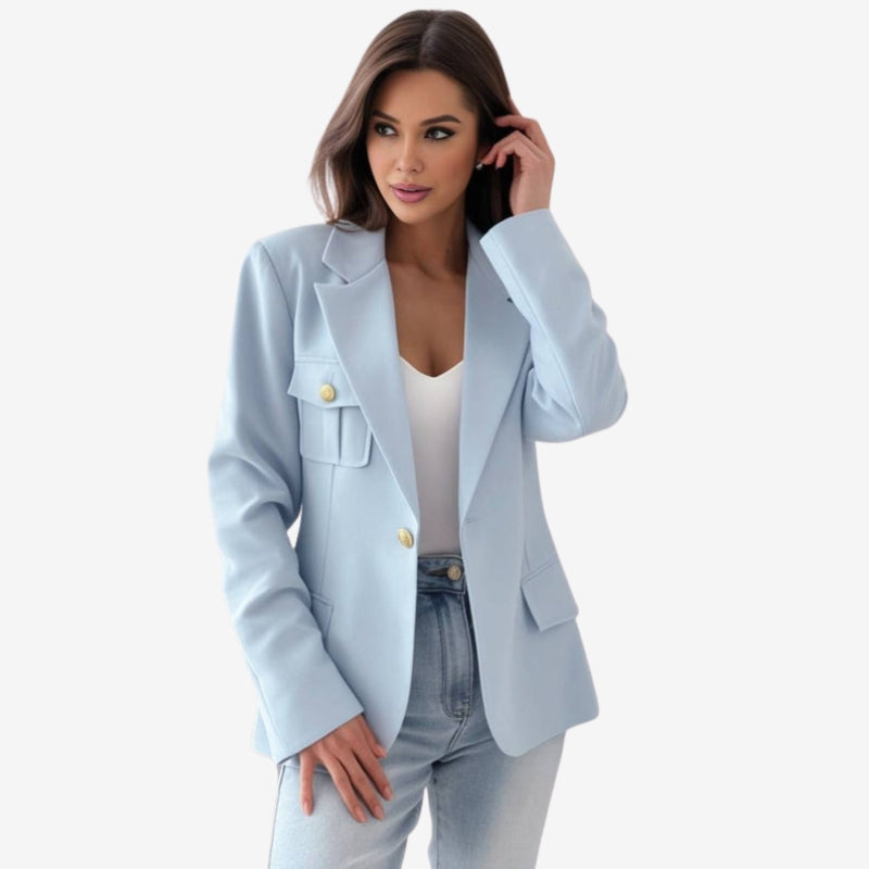 Daisy – Long Sleeve Lapel Collar Blazer with Buttons