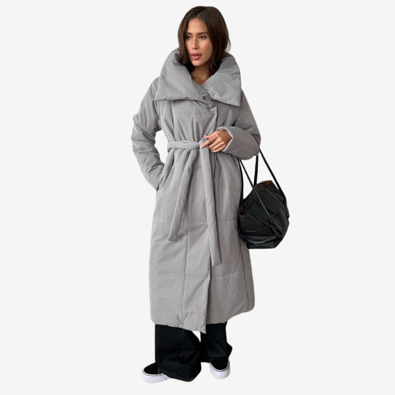 Brianna - Manteau long à manches longues avec taille ceinturée