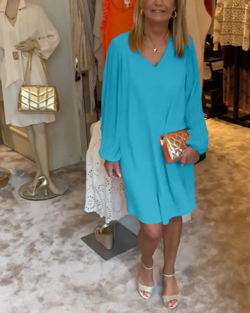 SpringGlow™ - Lantern Sleeve Dress