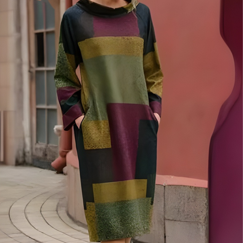Zola - Long Sleeve Sweater Dress with Side Pockets