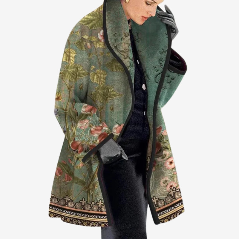 Brielle – Long Sleeve Lapel Collar Coat with Buttons
