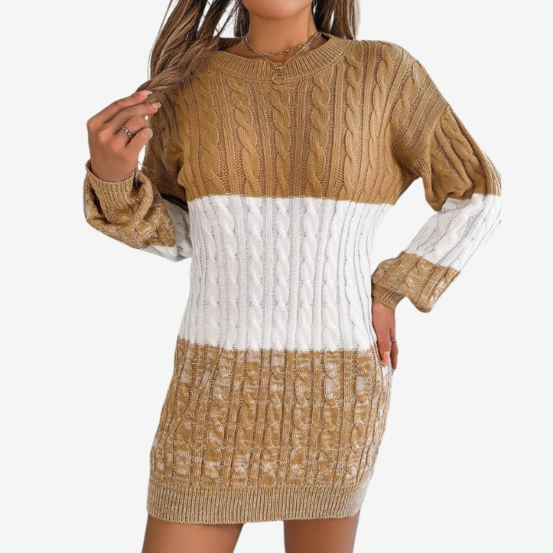 Brielle - Robe-pull mi-longue à manches longues avec col rond
