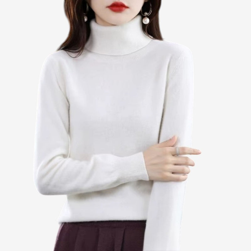 Kiara - Long sleeve turtleneck sweater with ribbed hem and cuffs | easy to put on and remove | sizes S–2XL | blue, green, white, purple, red, grey, brown, khaki, pink, orange, black, light blue