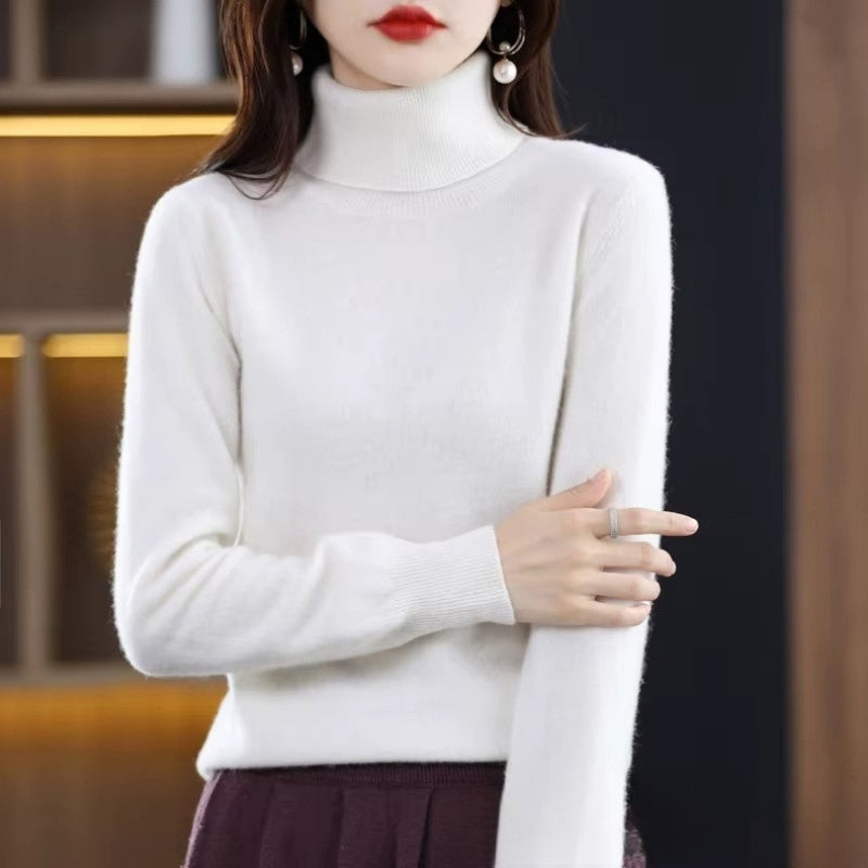 Kiara - Long sleeve turtleneck sweater with ribbed hem and cuffs | easy to put on and remove | sizes S–2XL | blue, green, white, purple, red, grey, brown, khaki, pink, orange, black, light blue