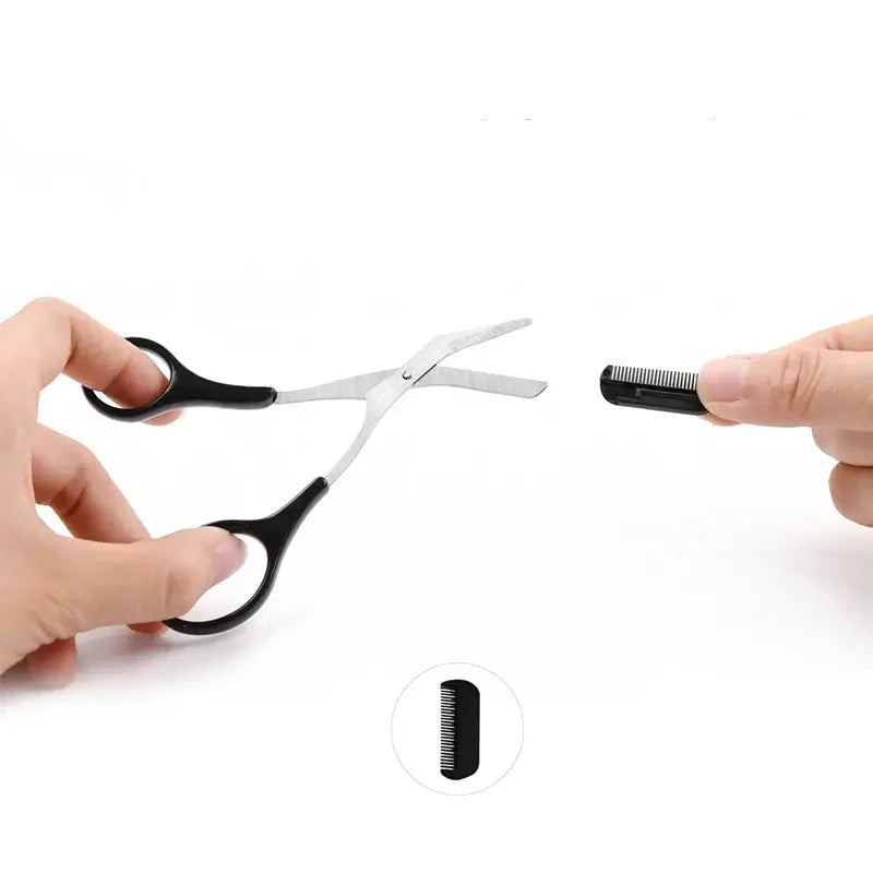TrimLuxe – Forbicine compatte per sopracciglia con pettine e manici curvi