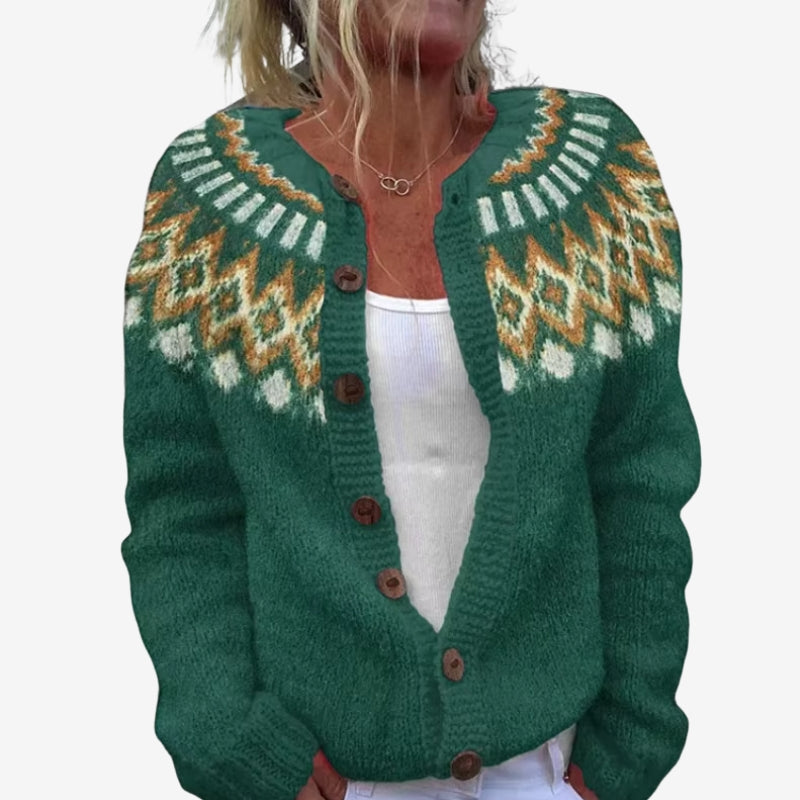 Aisling – Long sleeve printed sweater with round neck