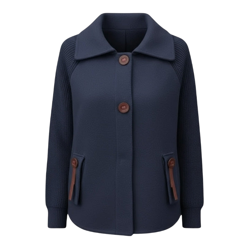 Victoria – Women's Coat with Long Sleeves, High Collar, and Multiple Pockets