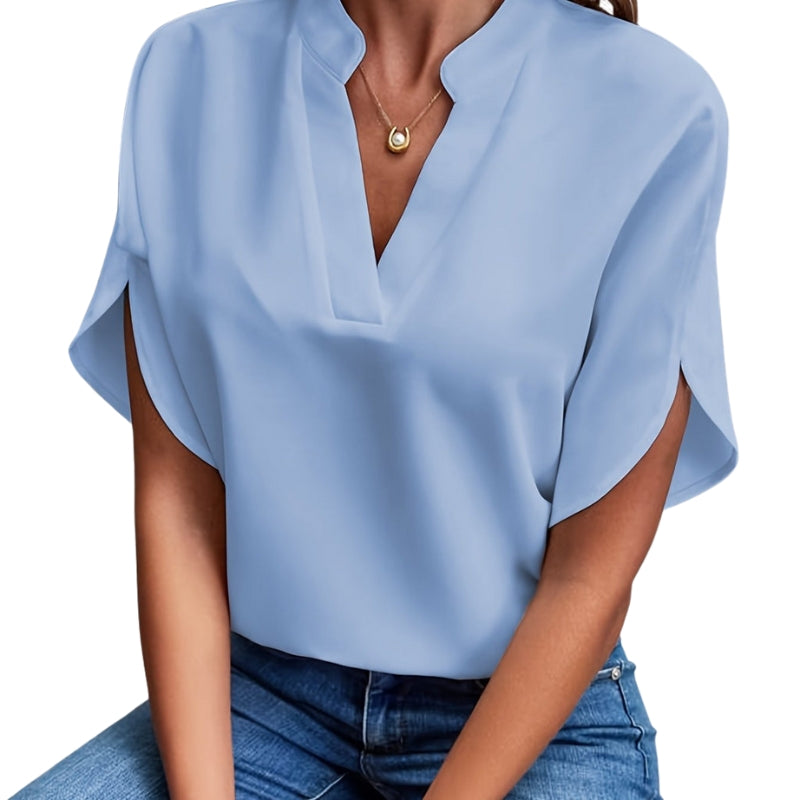 Audrey - V-Neck Blouse with Short Sleeves