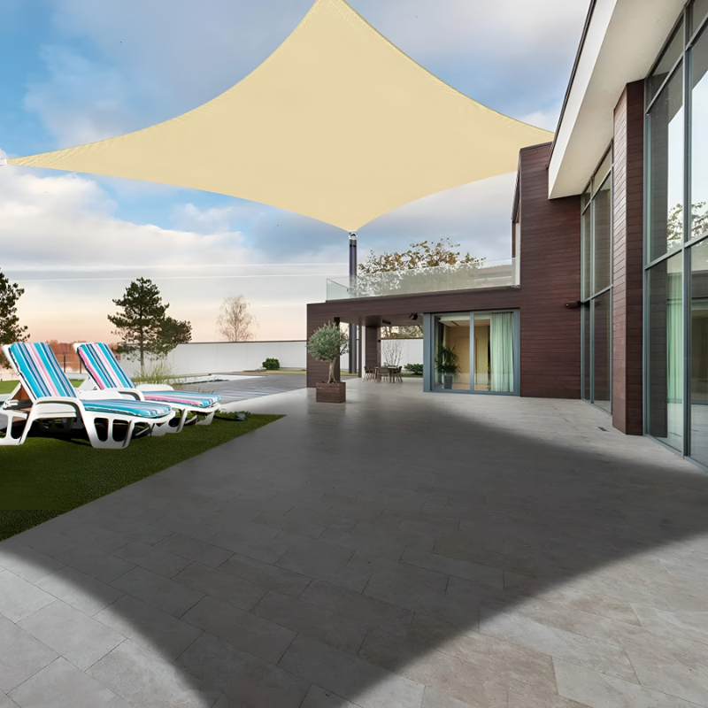 Rectangular Outdoor Sunshade with Rope Attachment