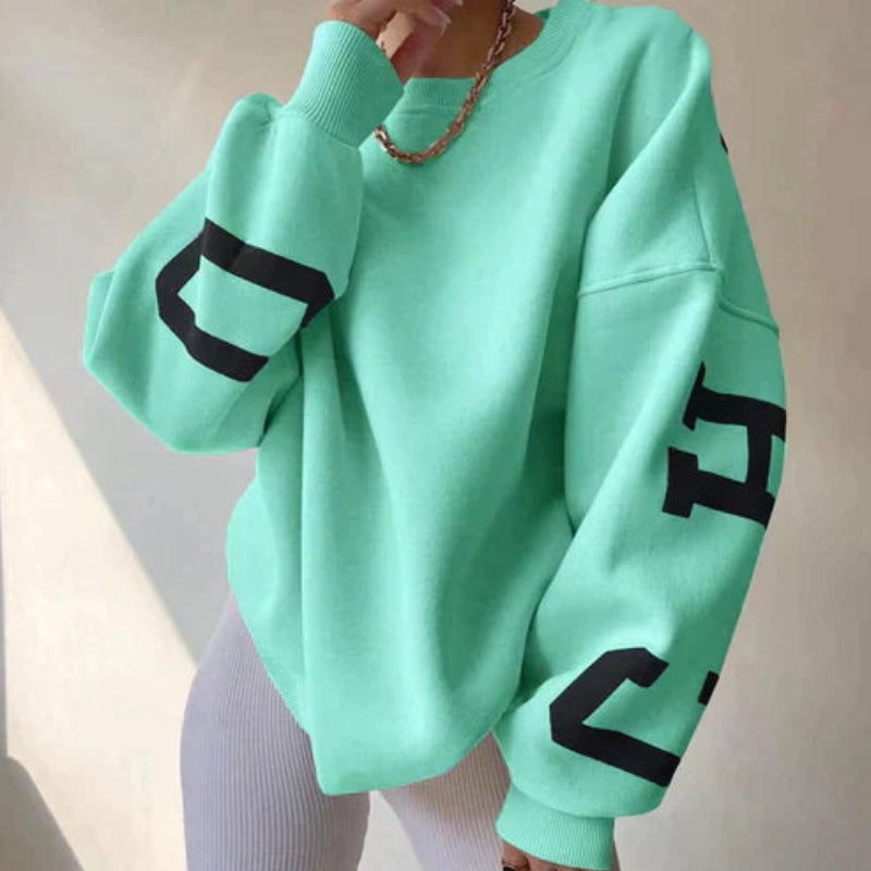 Jade - Long sleeve oversized sweater with round neck
