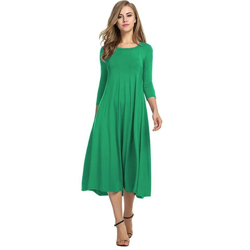 Chloe - Rochie maxi elegantă cu mâneci scurte și decolteu rotund