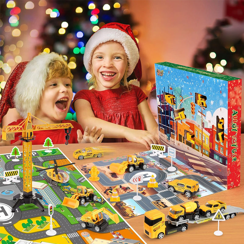 Yulebuild - stavební adventní kalendář s vozidly a příslušenstvím na hraní