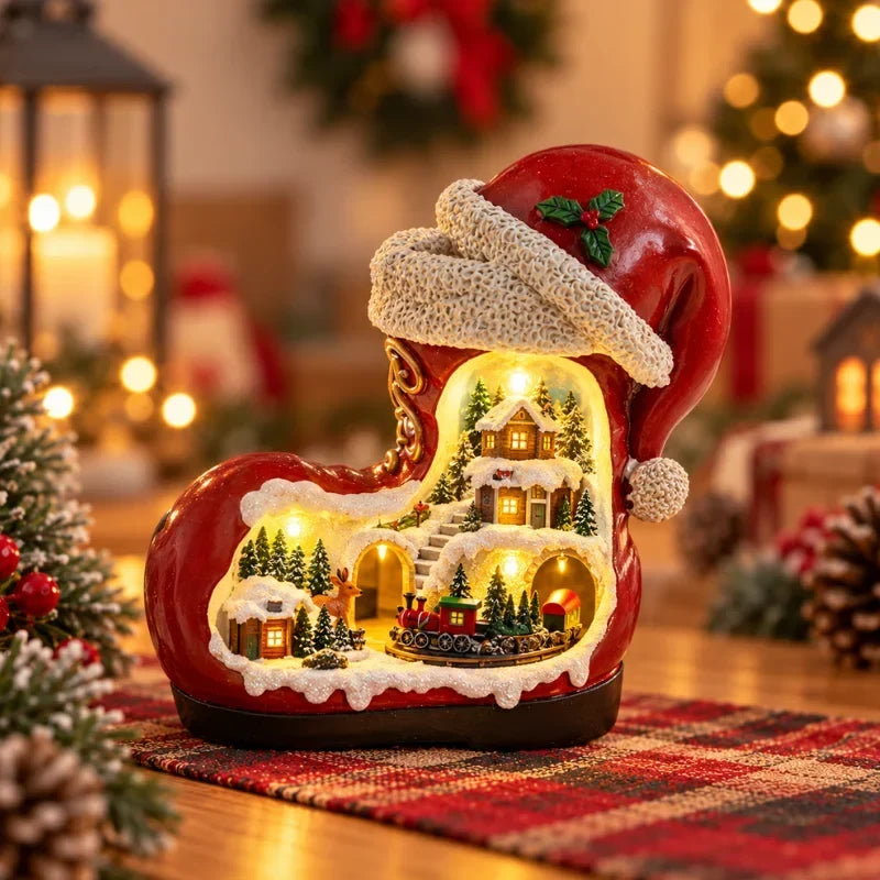 WinterGlow - Villaggio natalizio in miniatura con illuminazione LED