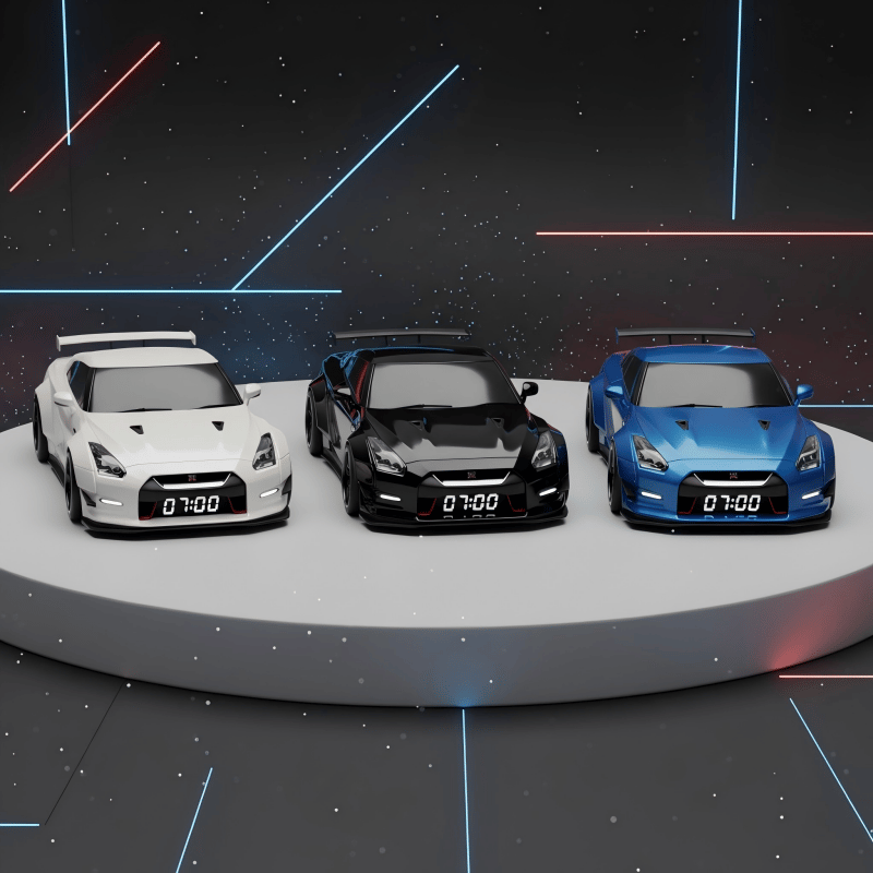 Gearglow - Réveil numérique avec affichage LED et sons de moteur simulés