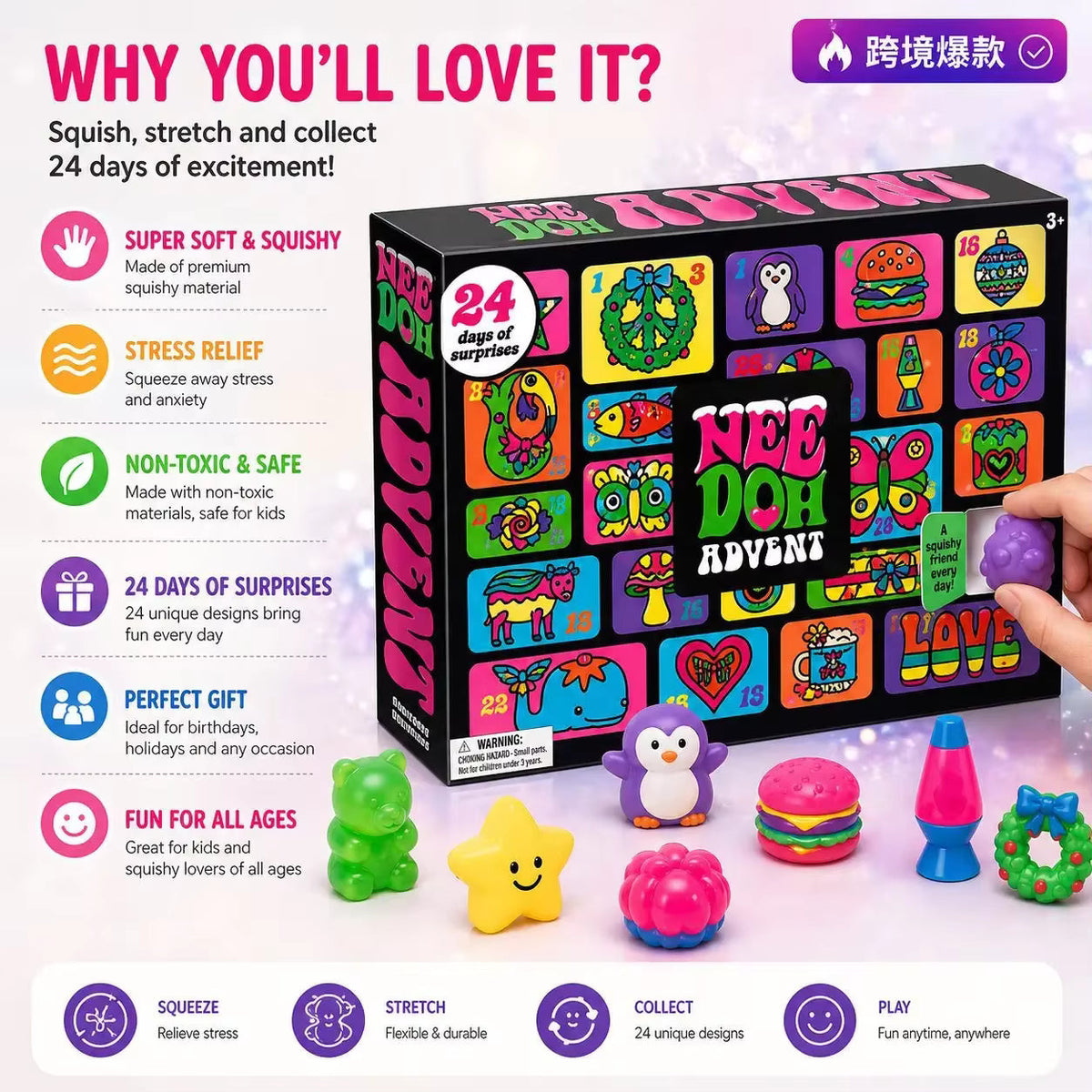 Squishora – Advent Calendar with 24 Slow-Rising Squishy Toys