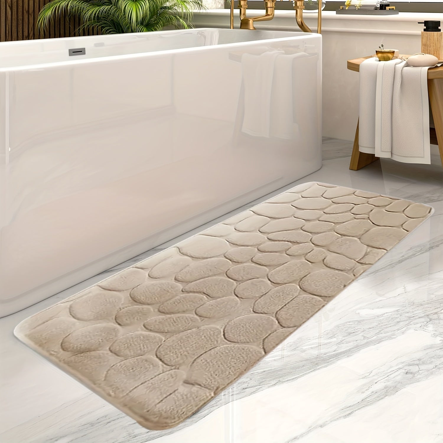 SafeStep - Stylish anti-slip rectangular bath mat with soft, absorbent texture