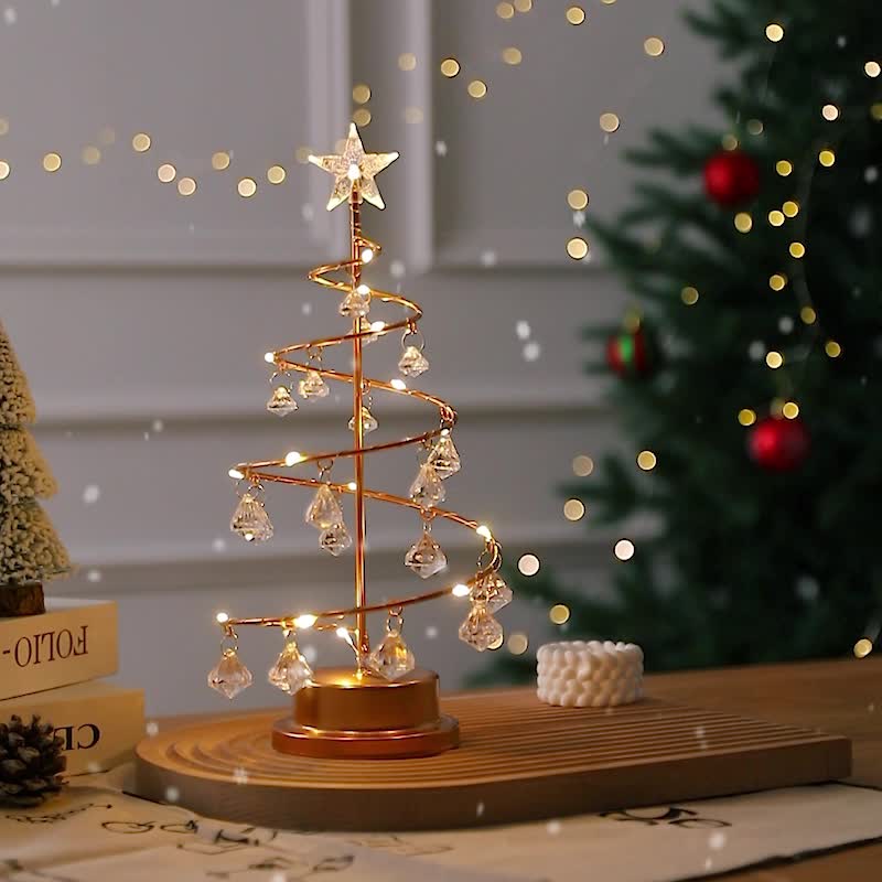 Spiravelle - Albero a spirale in metallo illuminato con ornamenti in cristallo