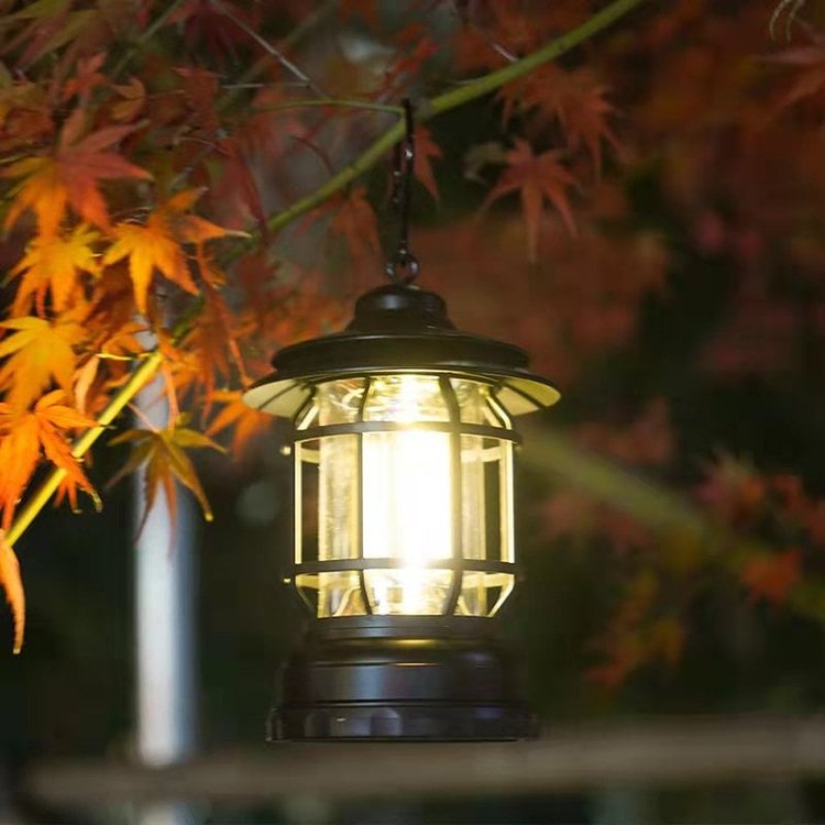 TimberGlow - Vintage-inspired portable camping lamp with warm mood lighting