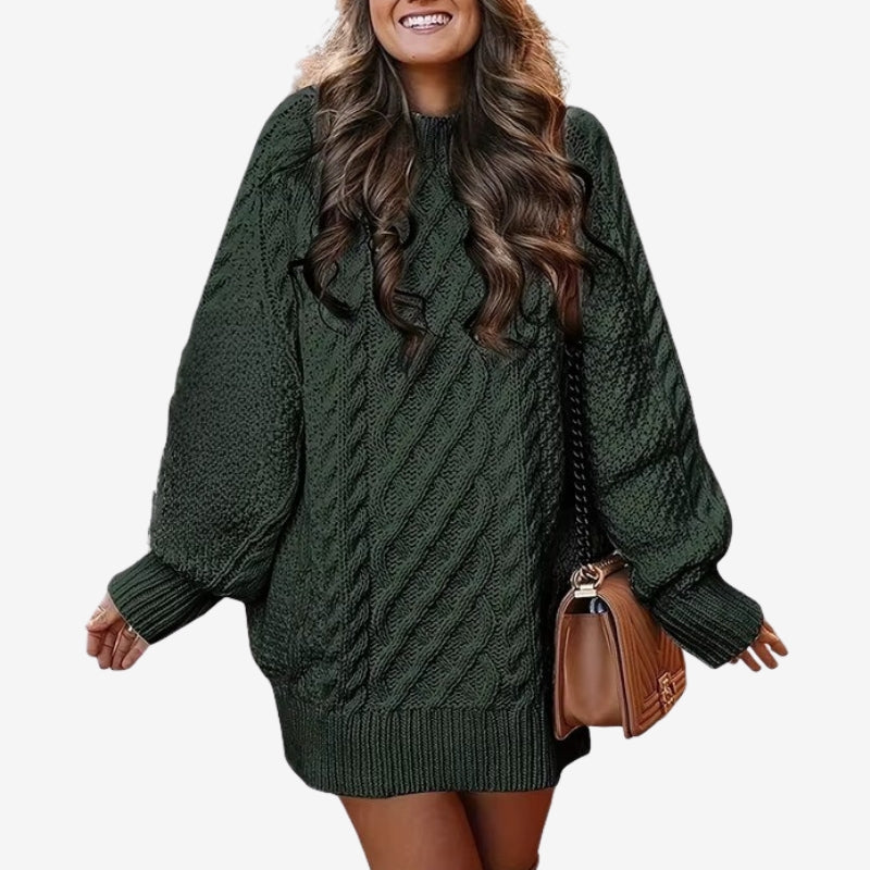 Freya - Long sleeve sweater dress with ribbed design
