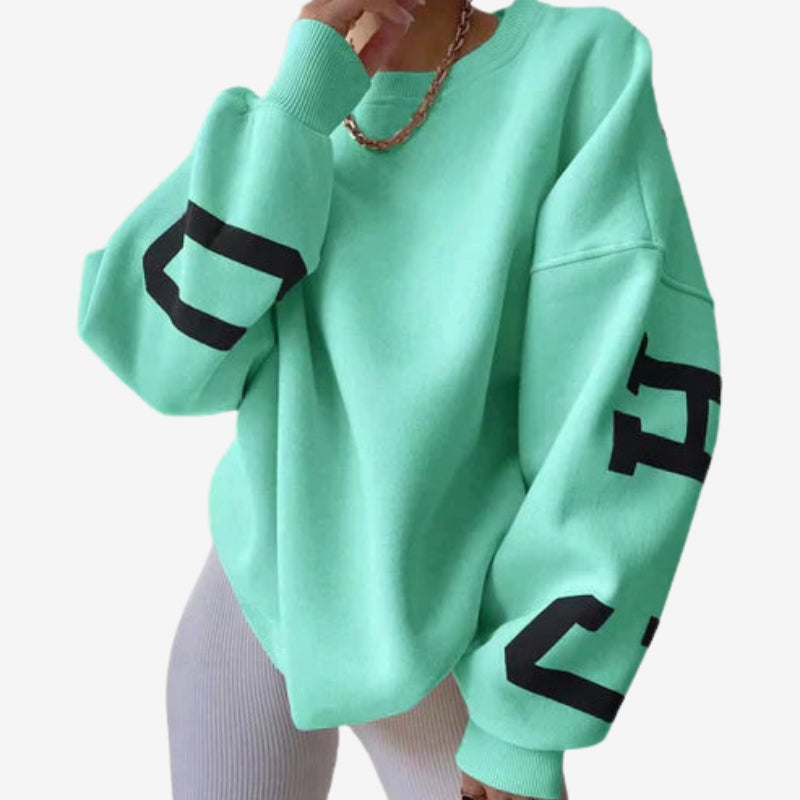 Jade - Long sleeve oversized sweater with round neck