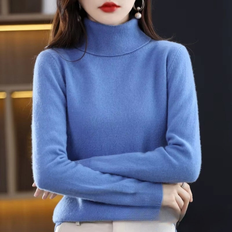 Kiara - Long sleeve turtleneck sweater with ribbed hem and cuffs | easy to put on and remove | sizes S–2XL | blue, green, white, purple, red, grey, brown, khaki, pink, orange, black, light blue