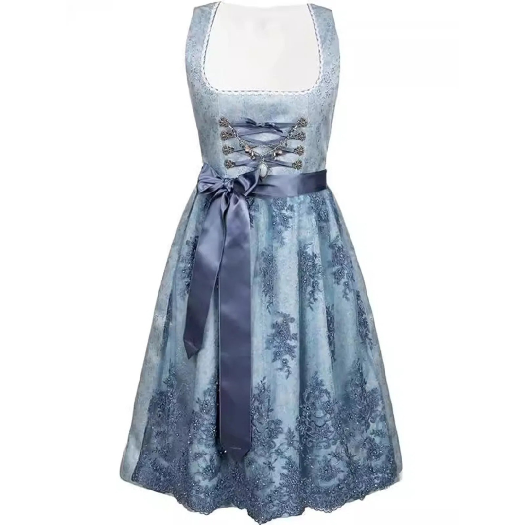 Eva – Rochie midi dirndl elegantă cu mâneci scurte și croială confortabilă, avantajoasă
