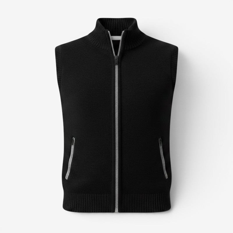 Gilet da uomo senza maniche con collo alla coreana e cerniera