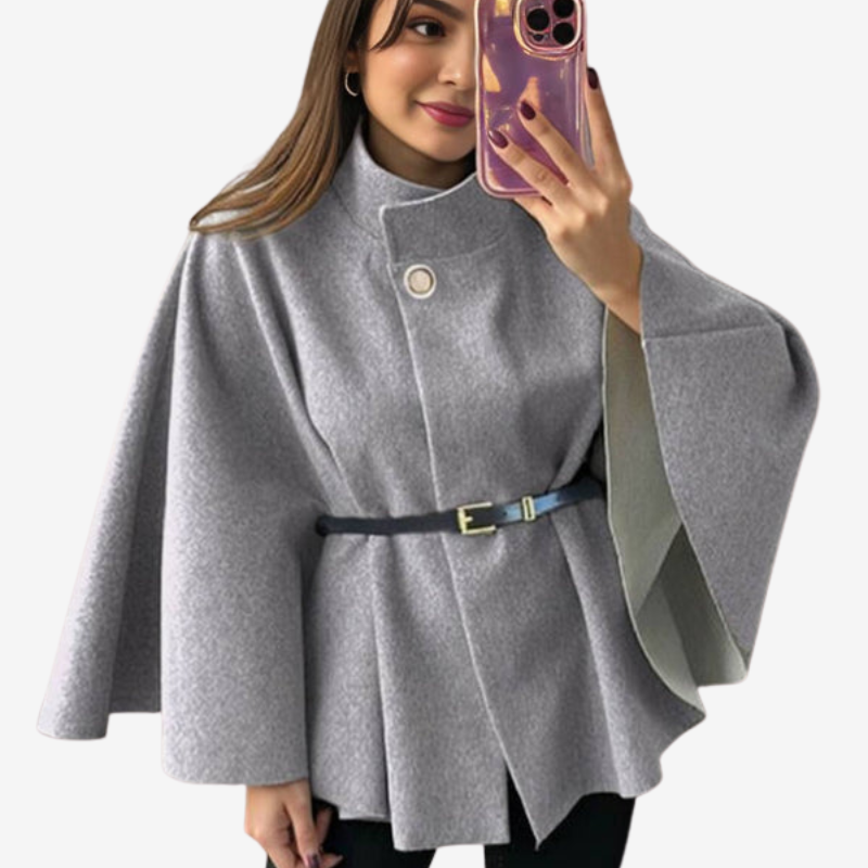 Phoebe - Poncho a maniche lunghe con cintura in vita